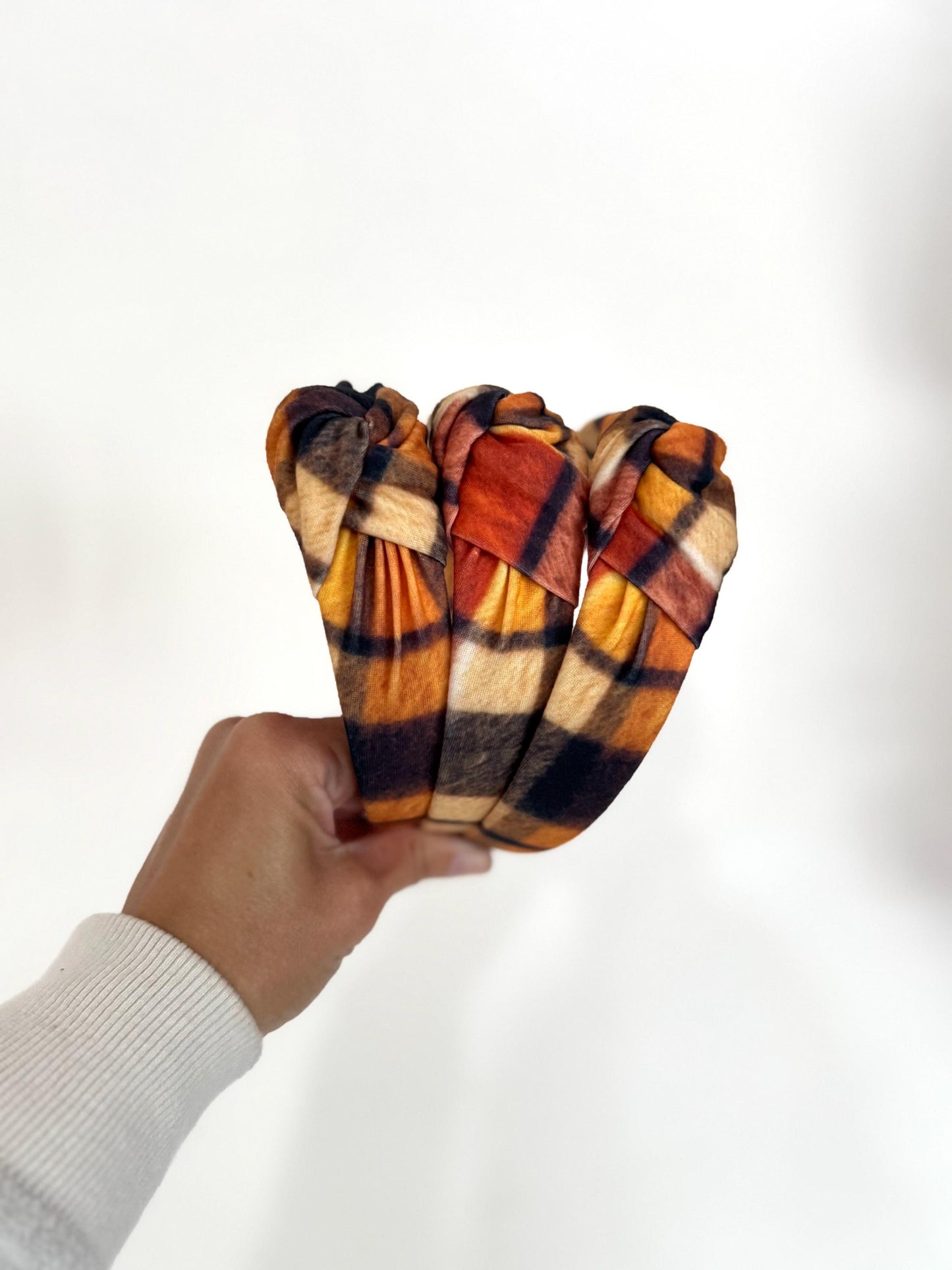 Faux Flannel Top Knot, Flannel Headband, Knotted Headband