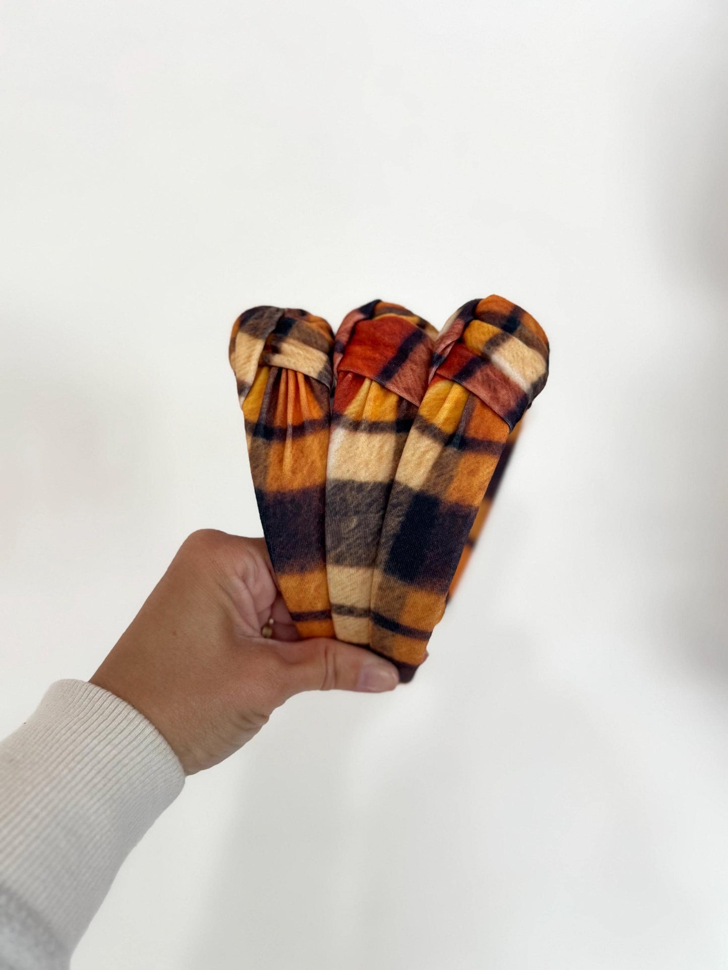 Faux Flannel Top Knot, Flannel Headband, Knotted Headband