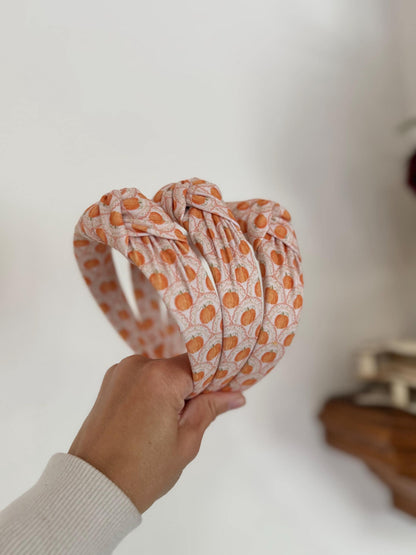 Pumpkin Scallops Top Knot, pumpkin  Headband, Fall Headband, Brynnbands, Hard Headband, Knotted Headband, Fall Hair