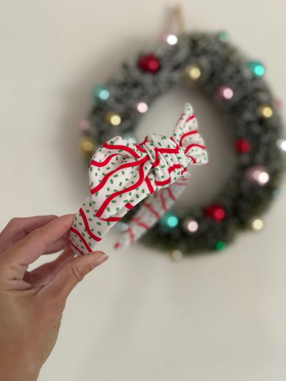 Christmas Tree Cake Top Knot Bendable Headband, Holiday Headband