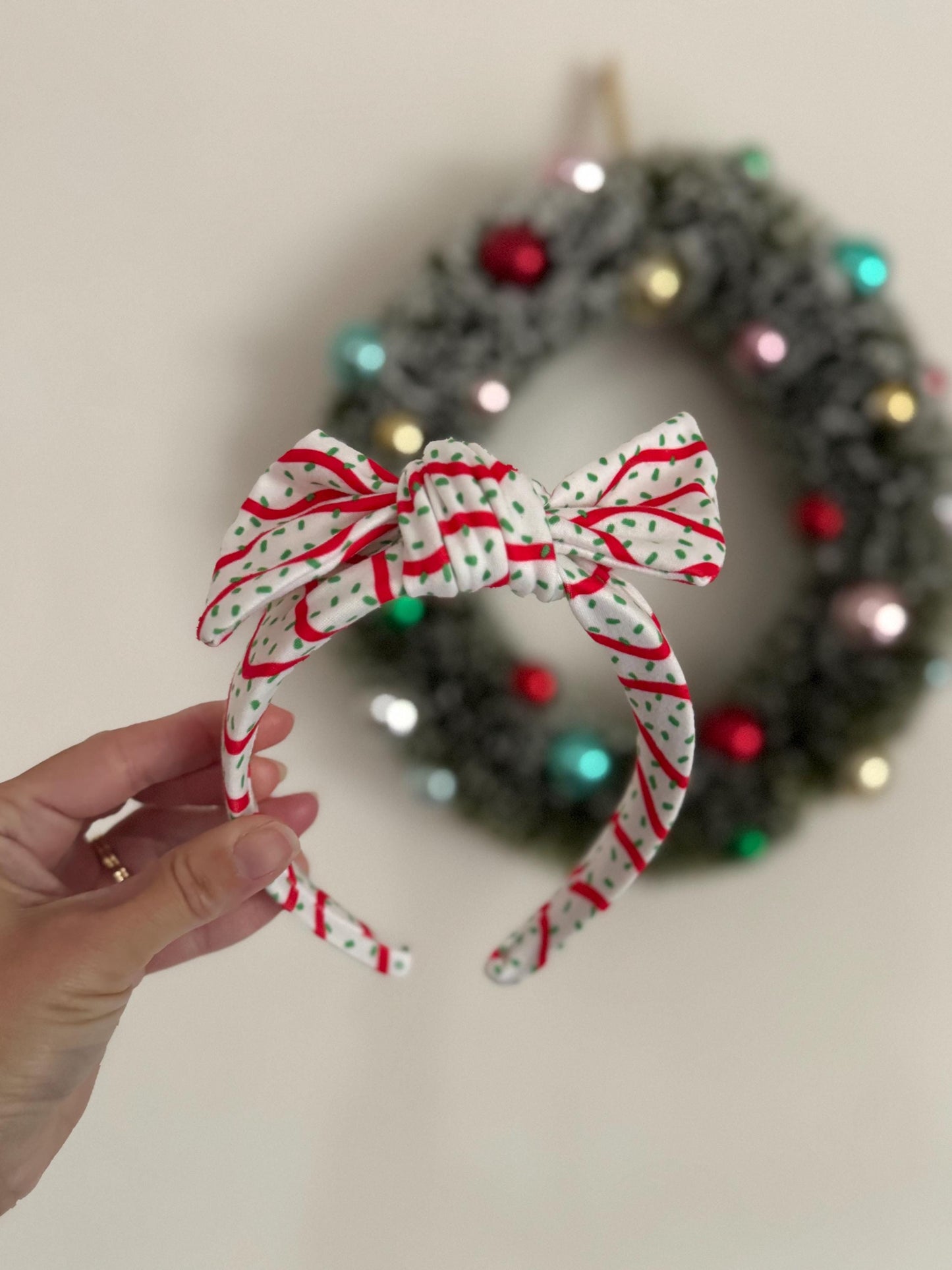 Christmas Tree Cake Top Knot Bendable Headband, Holiday Headband