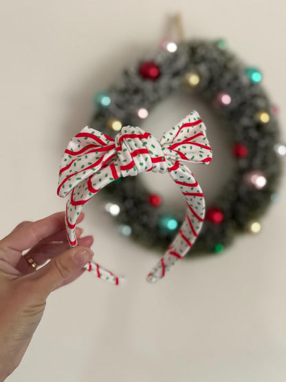 Christmas Tree Cake Top Knot Bendable Headband, Holiday Headband