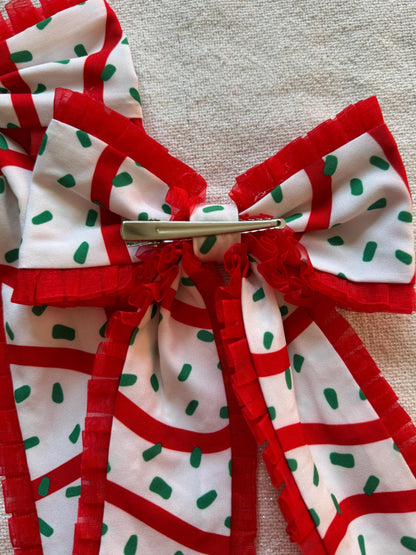 Christmas Cakes Bow, Holiday Bow, Ruffle Bow, Brynnbands