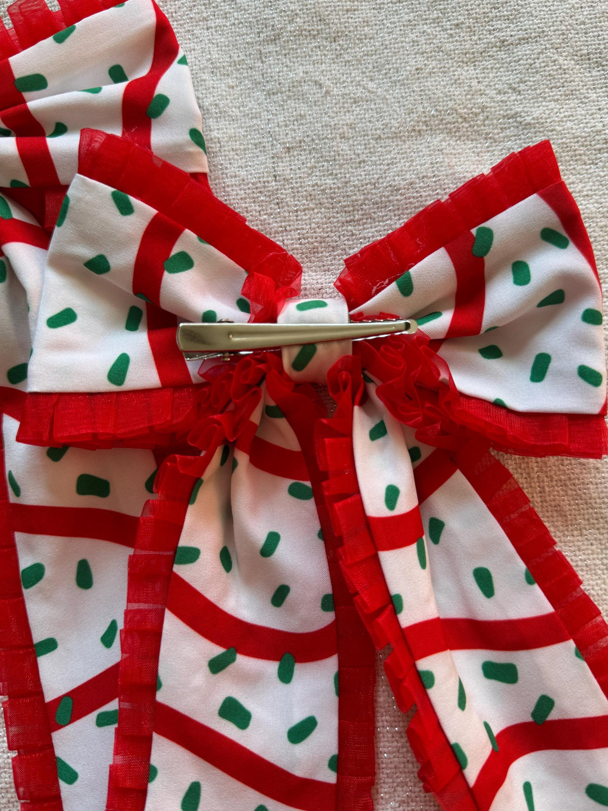 Christmas Cakes Bow, Holiday Bow, Ruffle Bow, Brynnbands