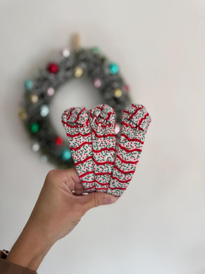 Sprinkle Christmas Tree Cakes Top Knot Headband, holiday headband, Hard Headband Christmas  Headband, Bendable Headband, Brynnbands