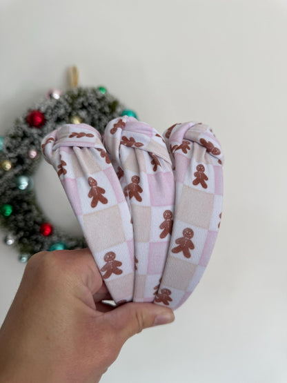 Gingerbread Men Top Knot Headband