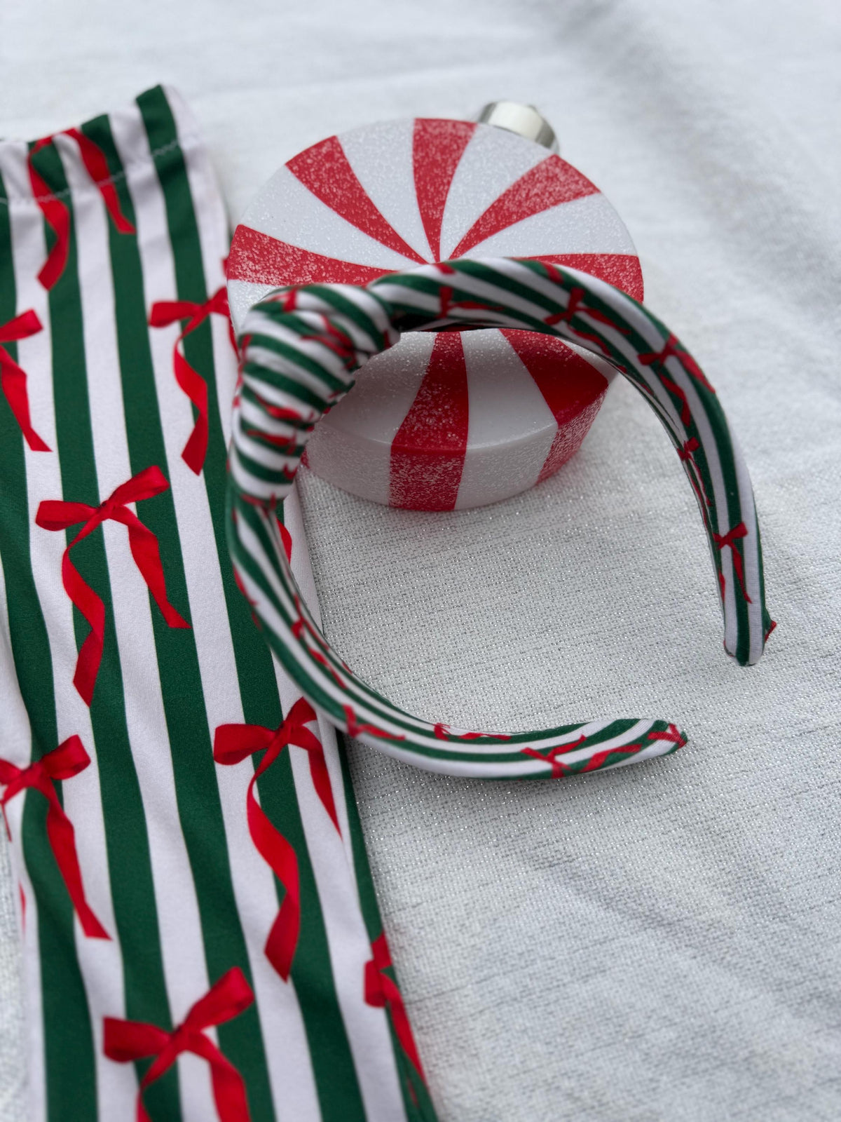 Red Bow Top Knot Christmas Headband, Holiday Fabric Headband