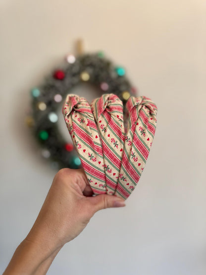 Candy Cane Stripe Top Knot Headband