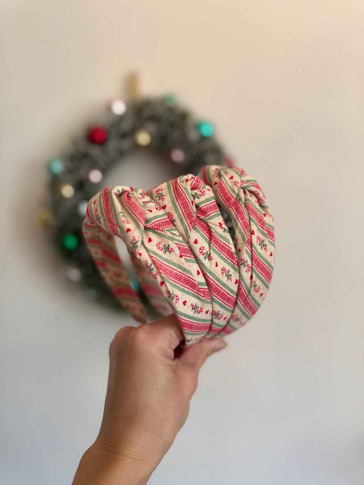 Candy Cane Stripe Top Knot Headband