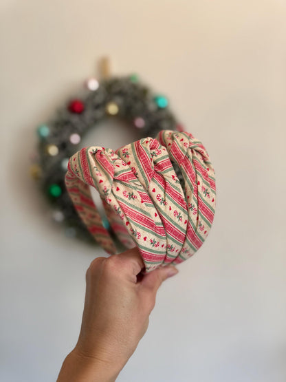 Candy Cane Stripe Top Knot Headband