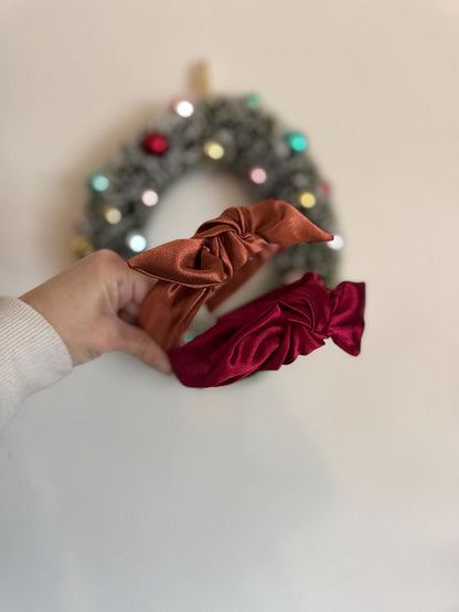Copper Satin Top Knot Headband, Bendable Hard Headband