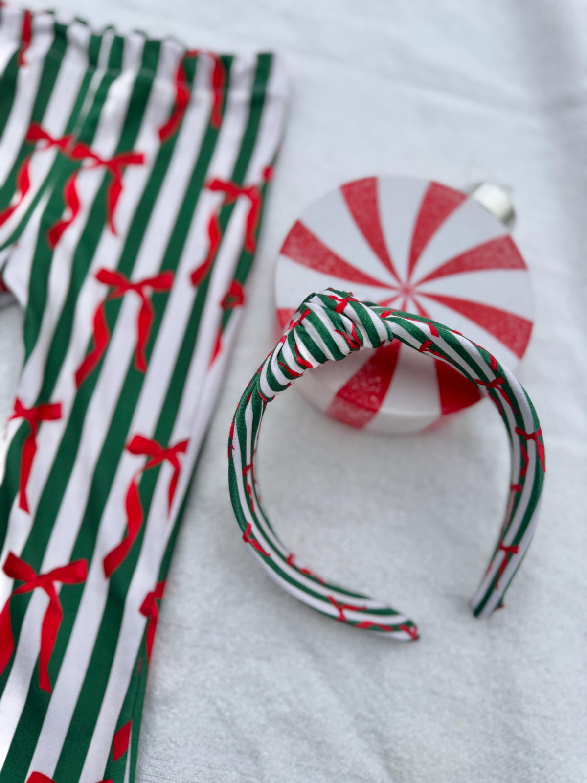 Red Bow Top Knot Christmas Headband, Holiday Fabric Headband
