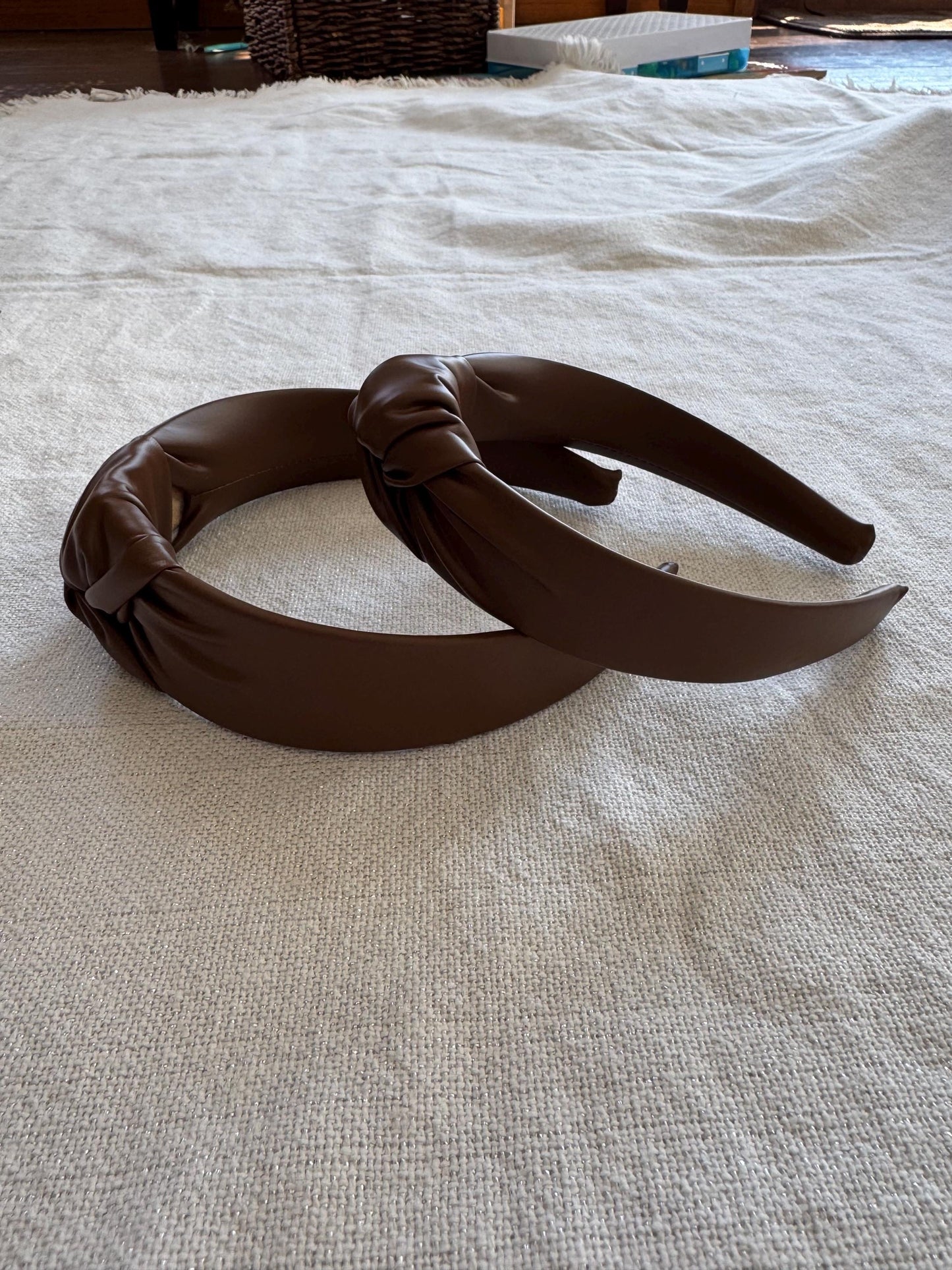 Handmade Brown Faux Leather Top Knot Headband