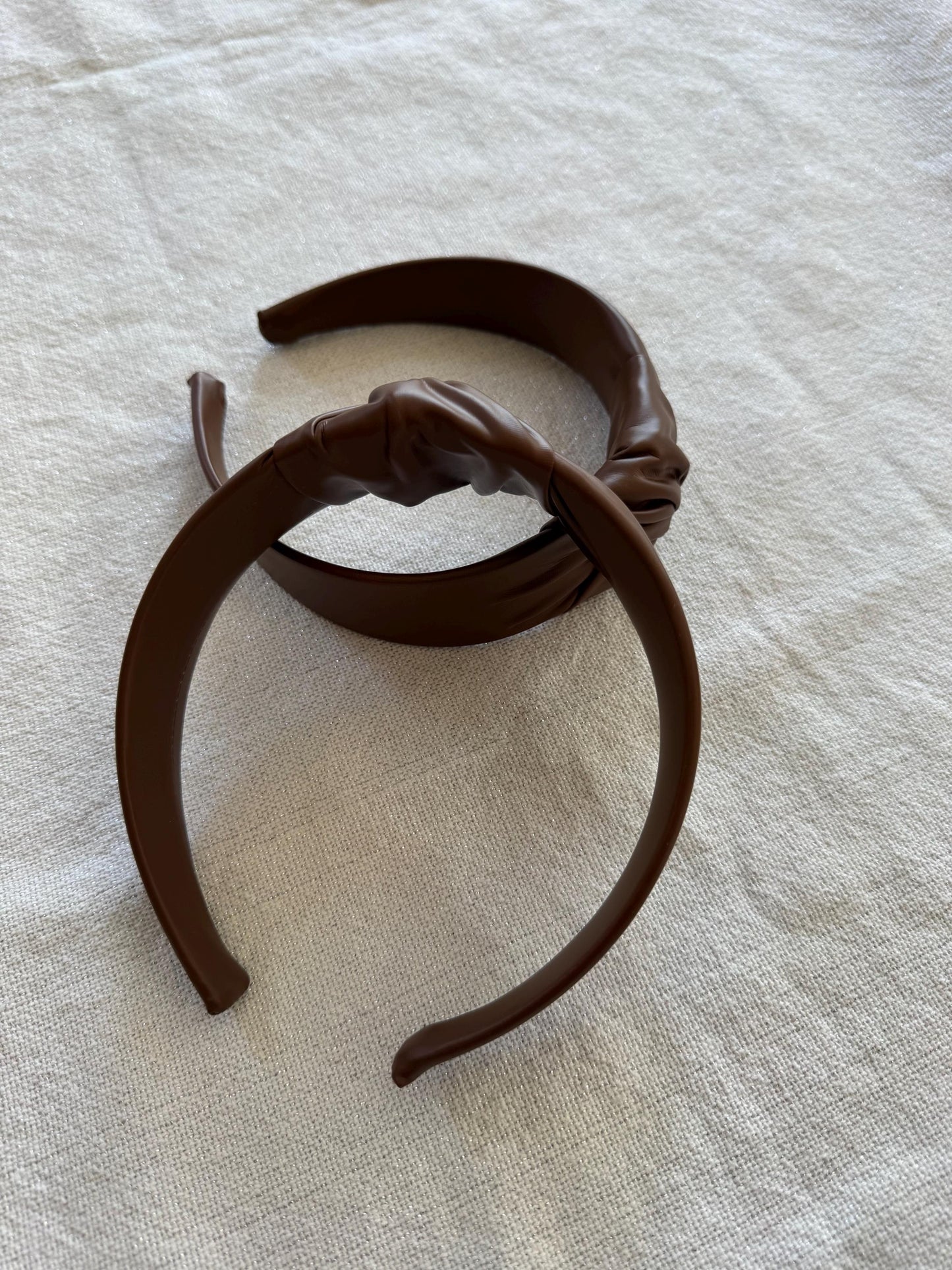 Handmade Brown Faux Leather Top Knot Headband