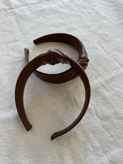 Handmade Brown Faux Leather Top Knot Headband
