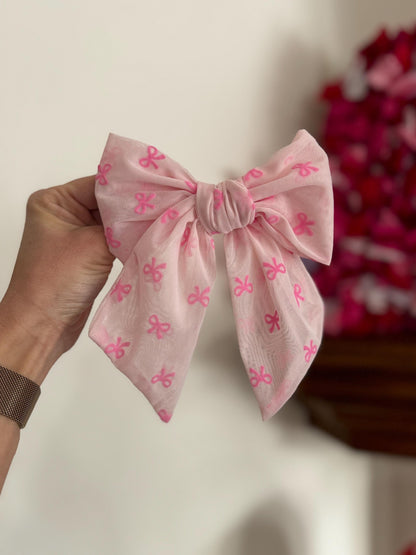 Pink Mesh Bows, Bow Hair Clip, Barrette Hair Clip, Soft Hair Clip, Valentine's Clip, Barrette, Brynnbands