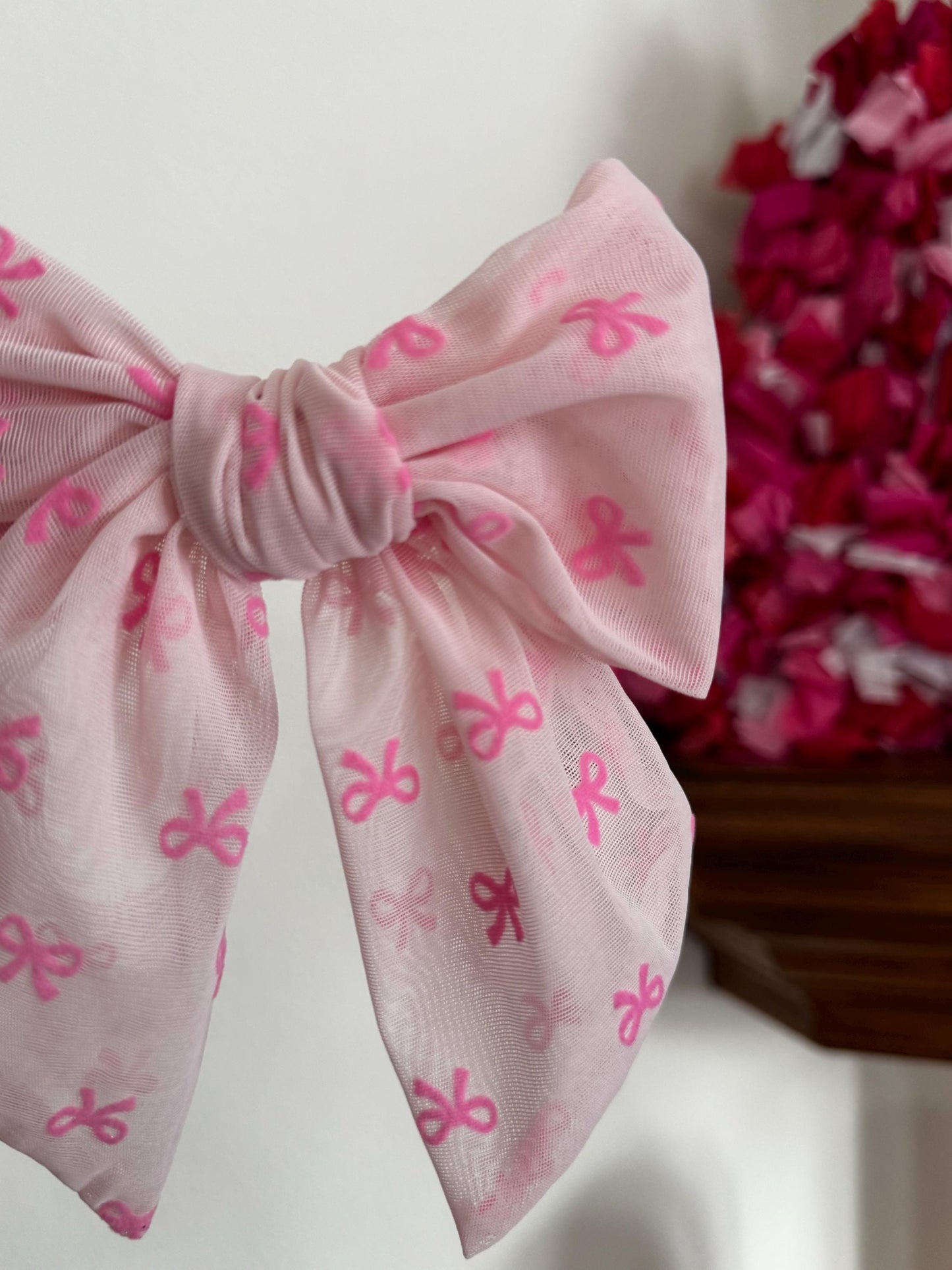 Pink Mesh Bows, Bow Hair Clip, Barrette Hair Clip, Soft Hair Clip, Valentine's Clip, Barrette, Brynnbands