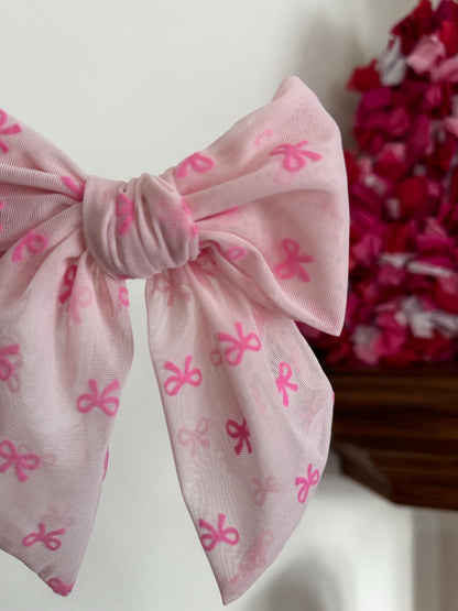 Pink Mesh Bows, Bow Hair Clip, Barrette Hair Clip, Soft Hair Clip, Valentine's Clip, Barrette, Brynnbands