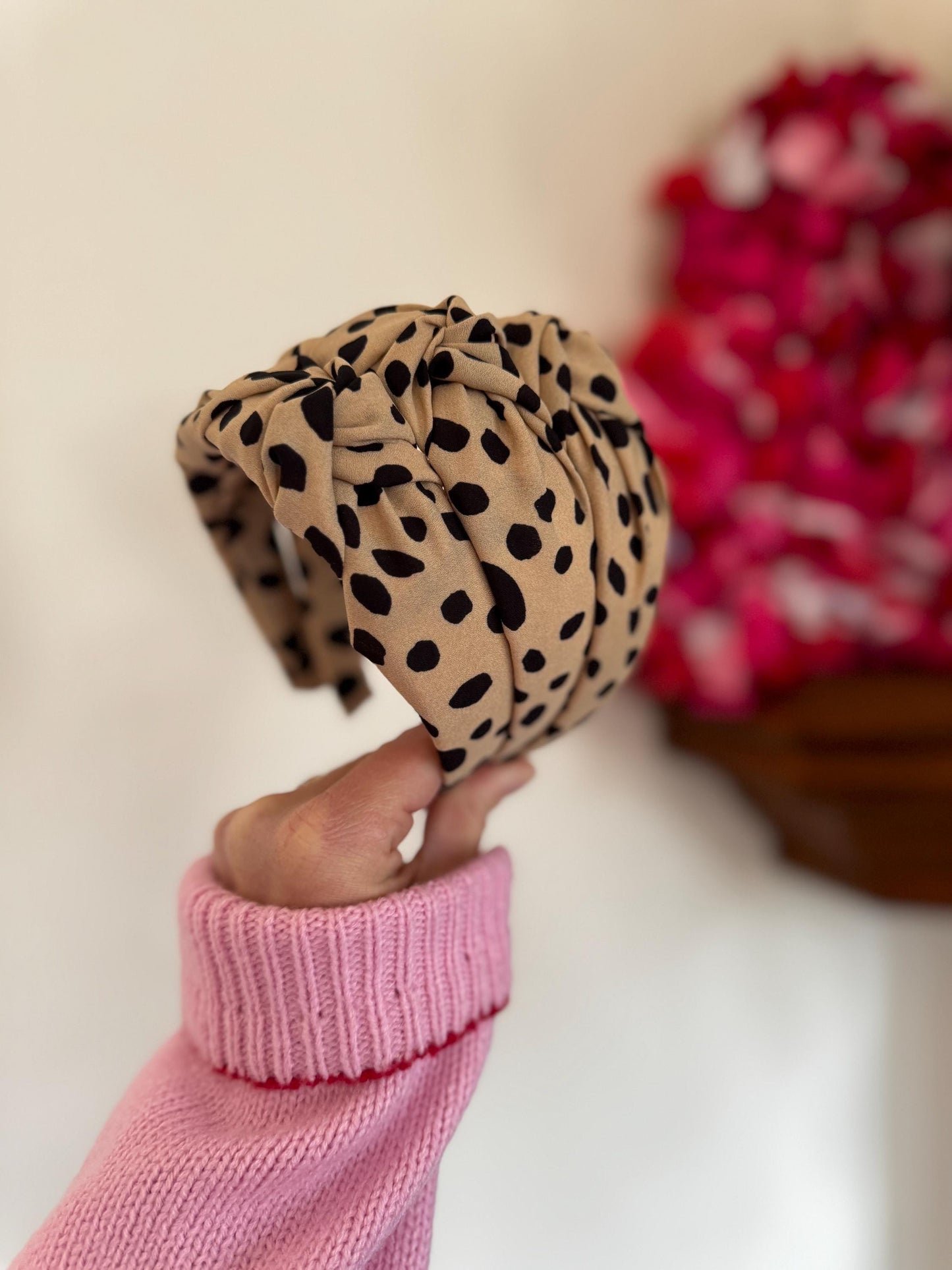 Tan Spots Headband, Top Knot, Brynnbands