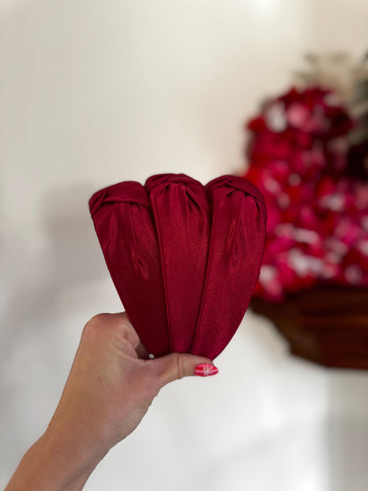 Red Satin Top Knot Headband, holiday plaid headband,  Hard Headband , Christmas  Headband, Bendable Headband, Brynnbands