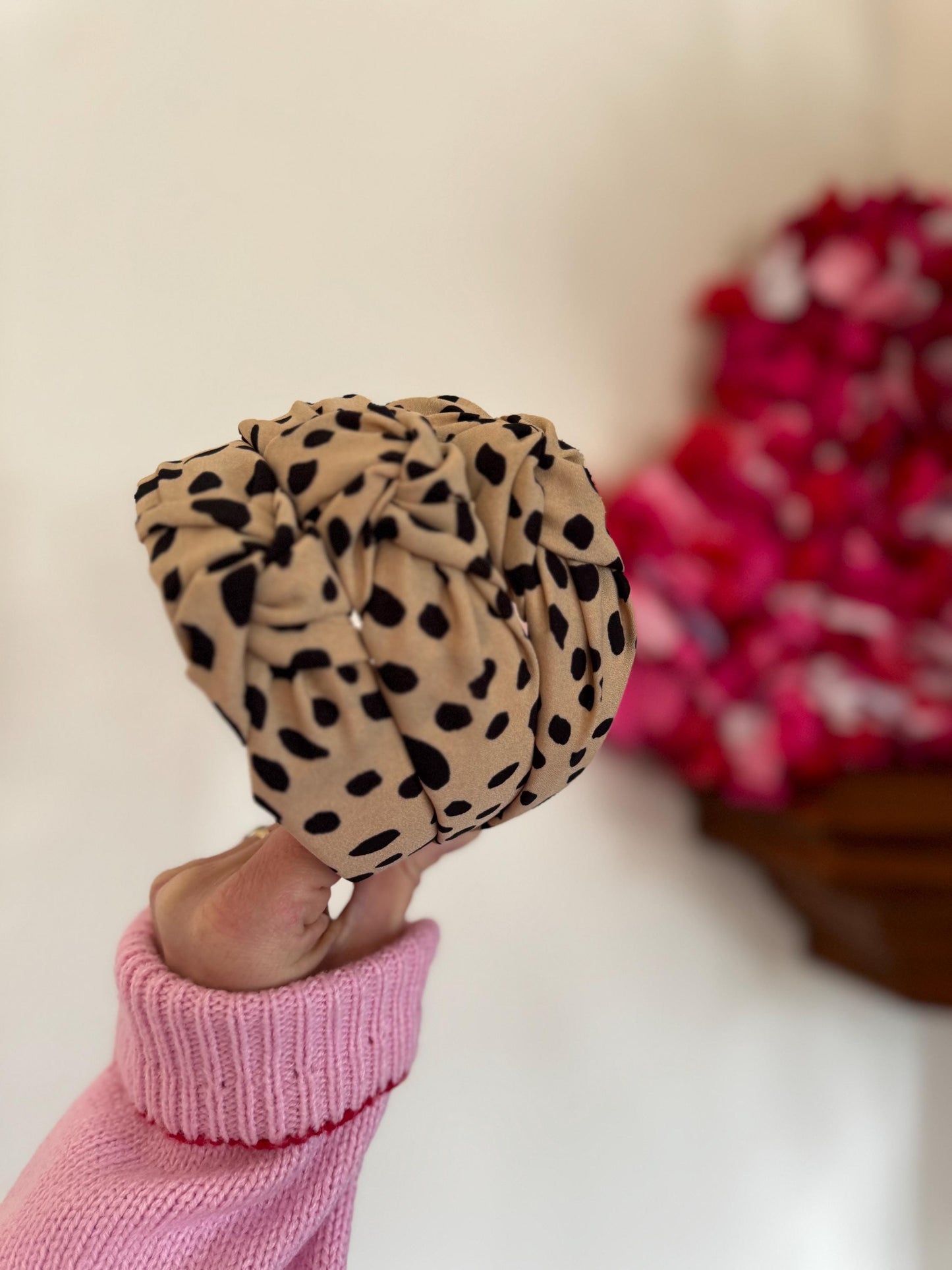 Tan Spots Headband, Top Knot, Brynnbands