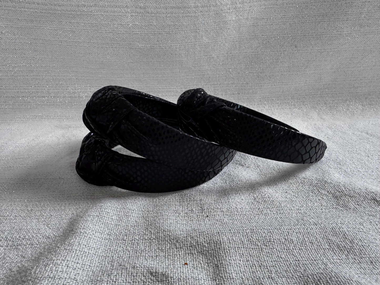 Black Snake Pleather Top Knot Headband - Handmade Brynnbands