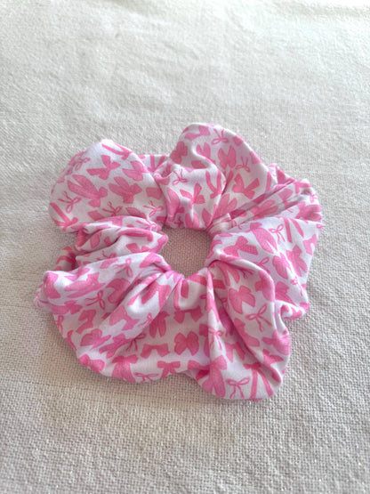 Pink Bows Scrunchie: Handmade Floral Hair Tie