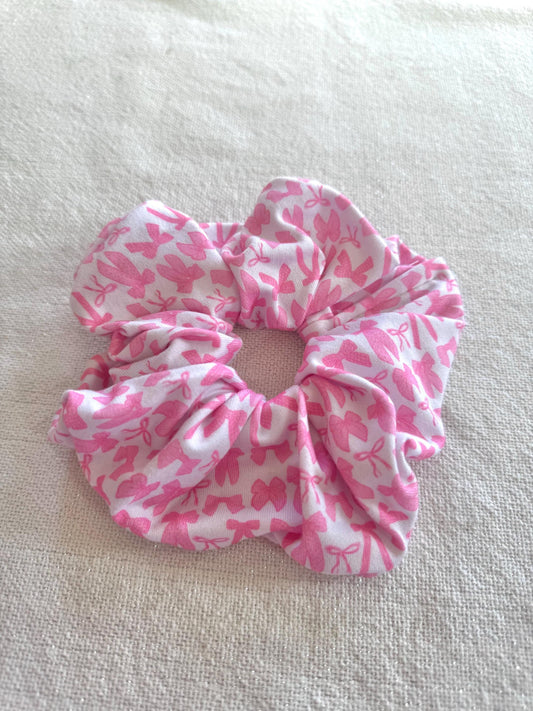 Pink Bows Scrunchie: Handmade Floral Hair Tie