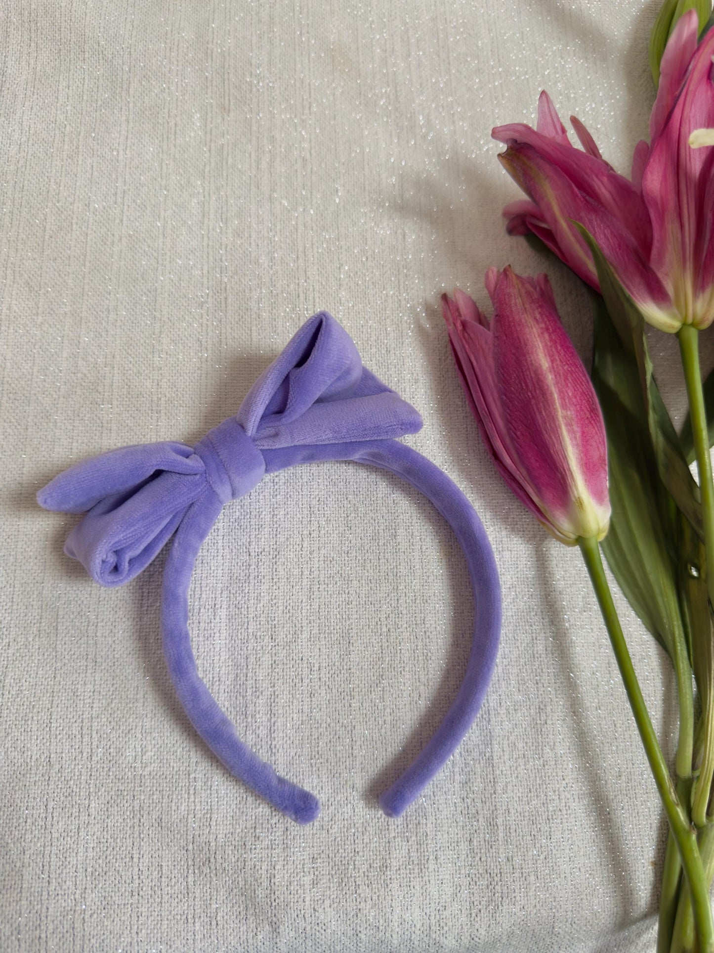 Velvet Bow Top Knot, Easter Headband, Brynnbands, Hard Headband, Knotted Headband,