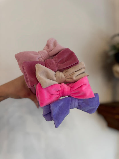 Velvet Bow Top Knot, Easter Headband, Brynnbands, Hard Headband, Knotted Headband,