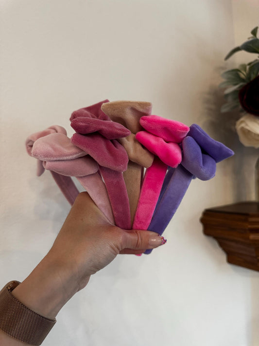 Velvet Bow Top Knot, Easter Headband, Brynnbands, Hard Headband, Knotted Headband,