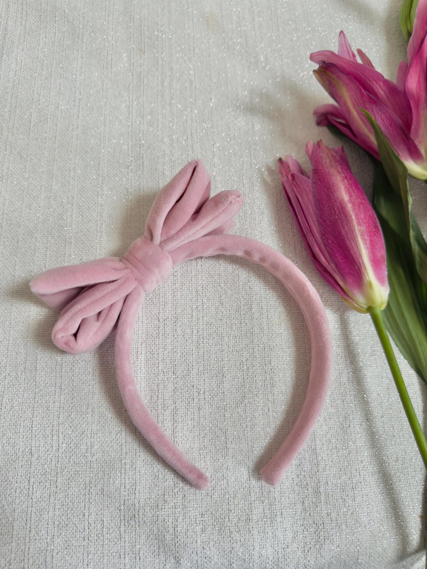 Velvet Bow Top Knot, Easter Headband, Brynnbands, Hard Headband, Knotted Headband,