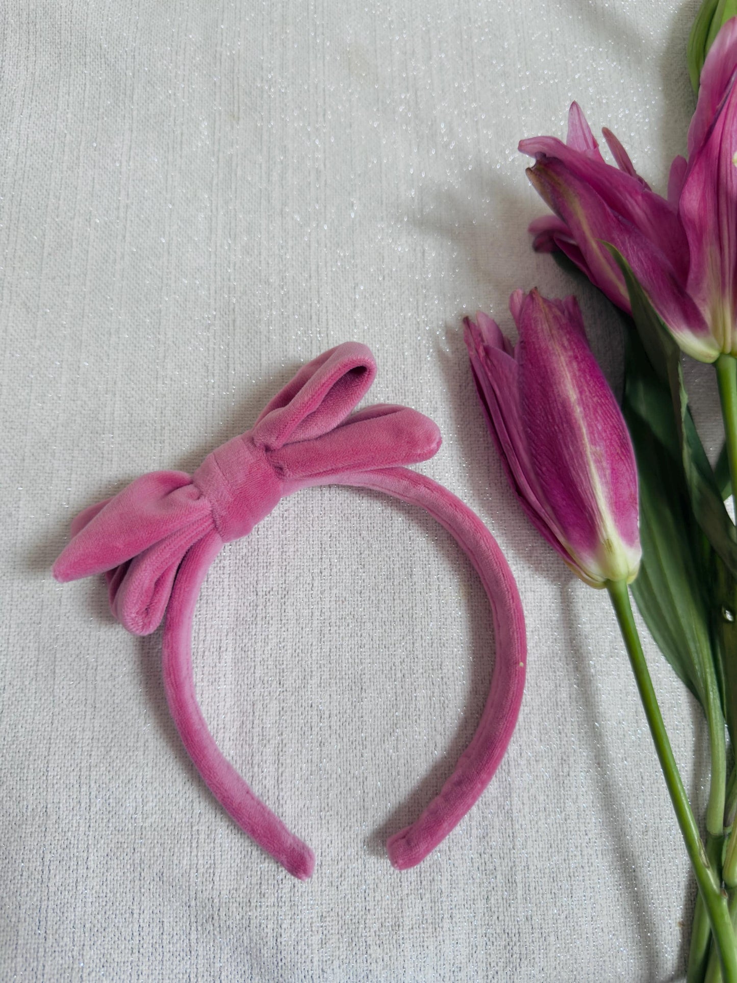 Velvet Bow Top Knot, Easter Headband, Brynnbands, Hard Headband, Knotted Headband,