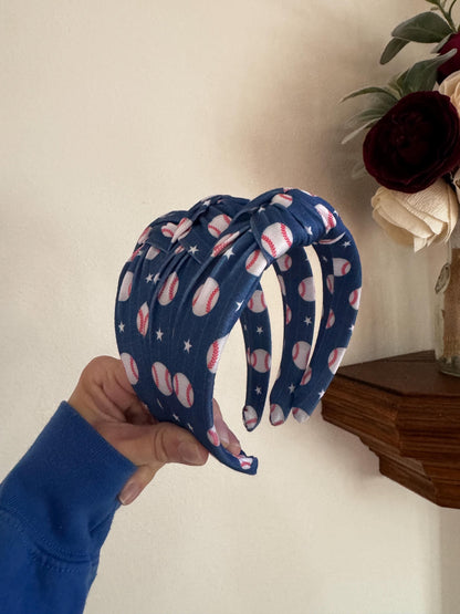Baseball Top Knot Headband, One Size Fits All