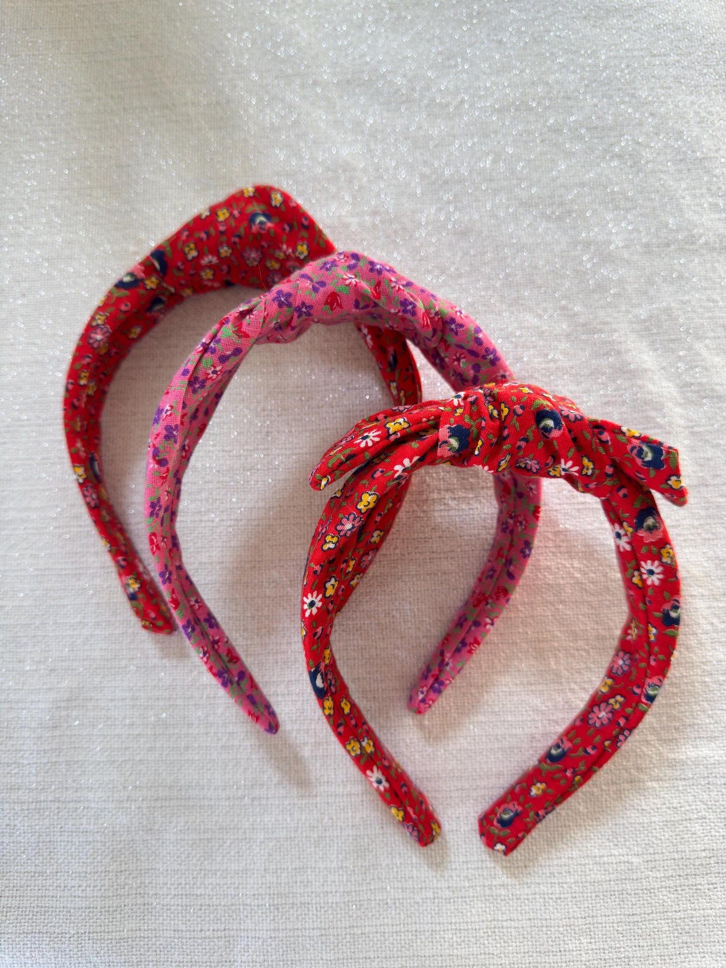 Red Floral Cotton Vintage handmade headband