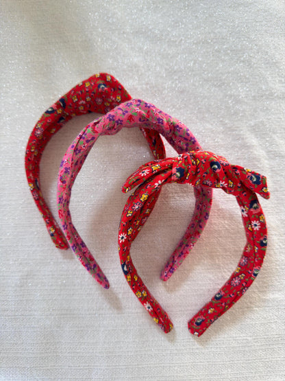 Red Floral Cotton Vintage handmade headband