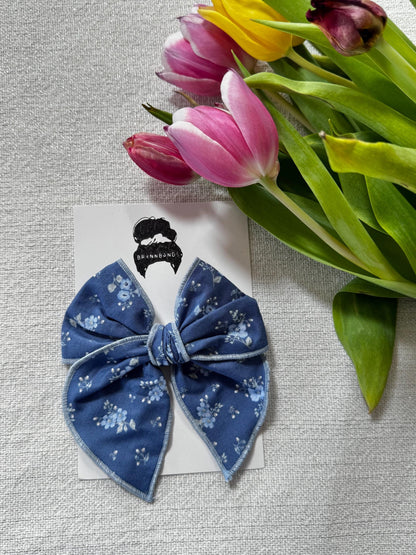 Blue Floral Bow, Fable Bow, Brynnbands
