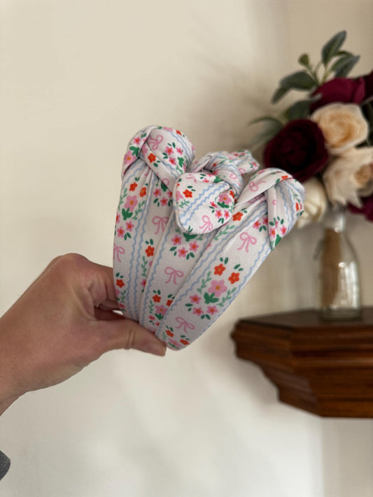 White Floral Hard Headband, Comfortable Knot Design