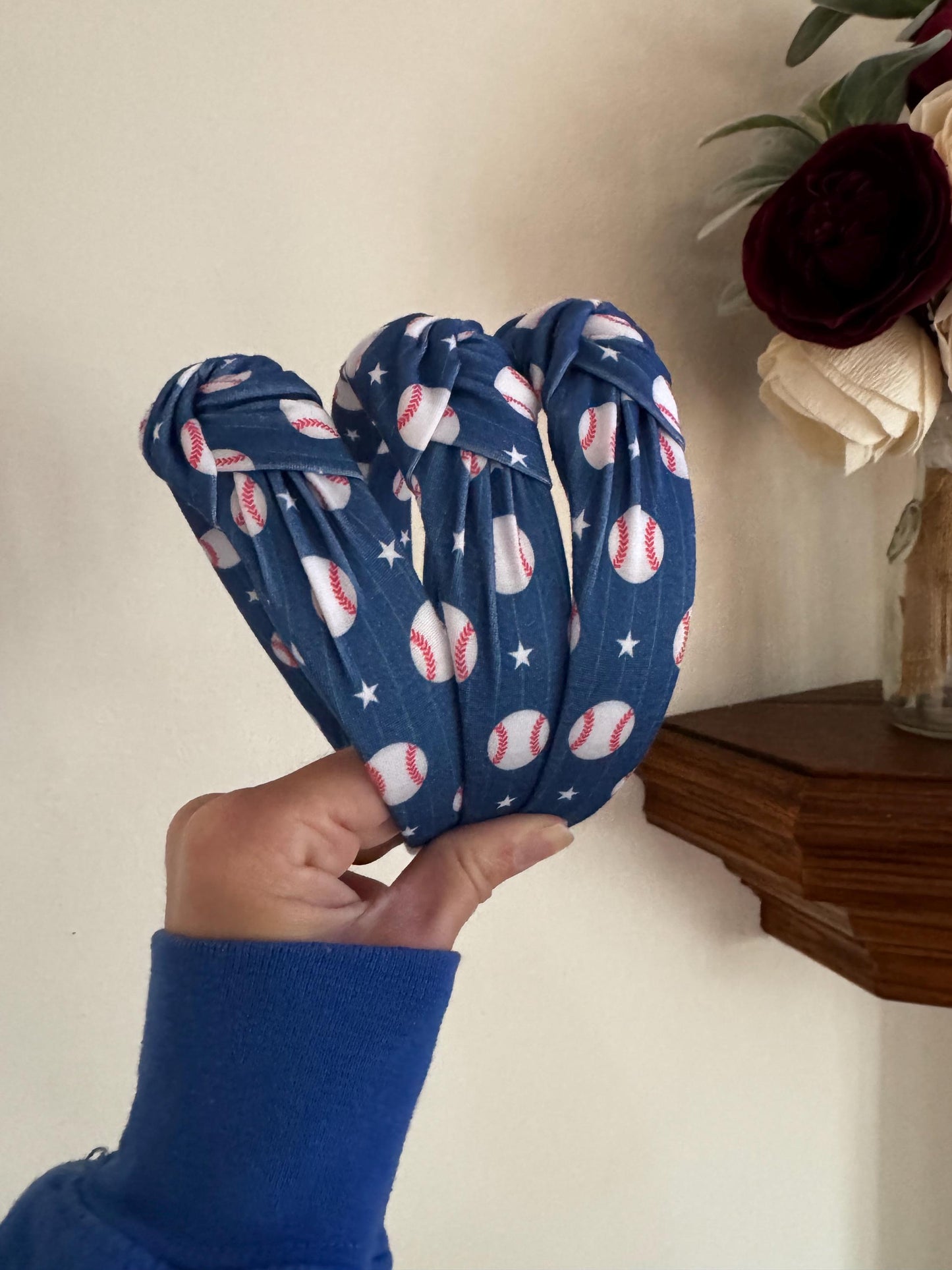 Baseball Top Knot Headband, One Size Fits All