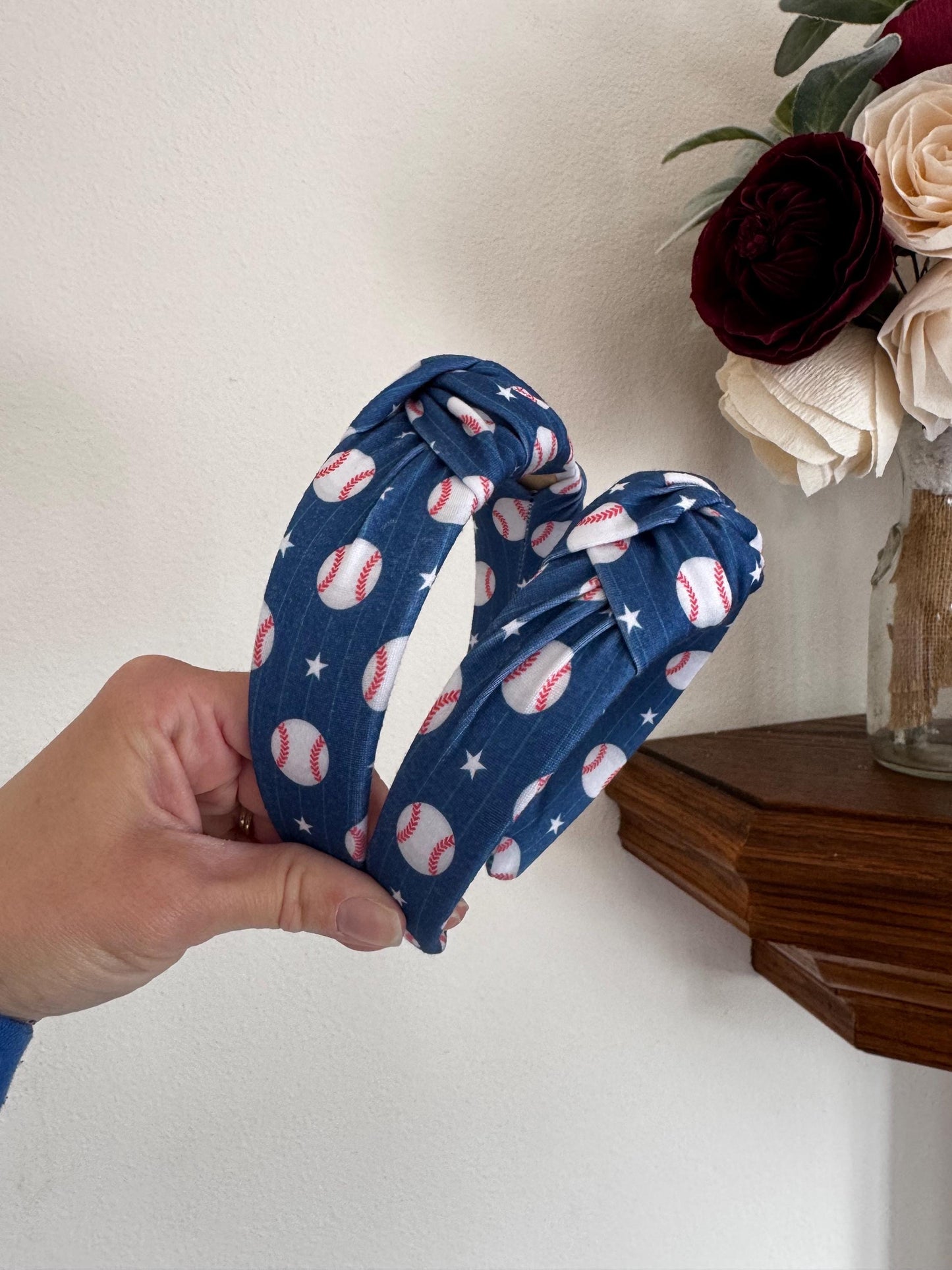 Baseball Top Knot Headband, One Size Fits All