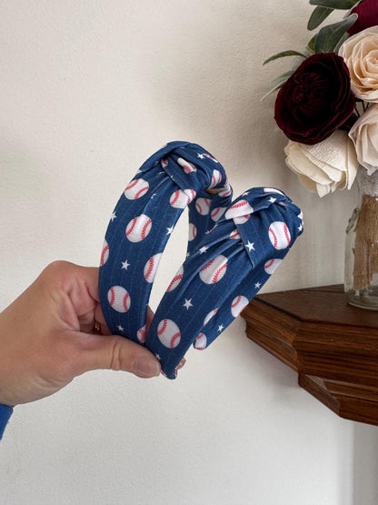 Baseball Top Knot Headband, One Size Fits All