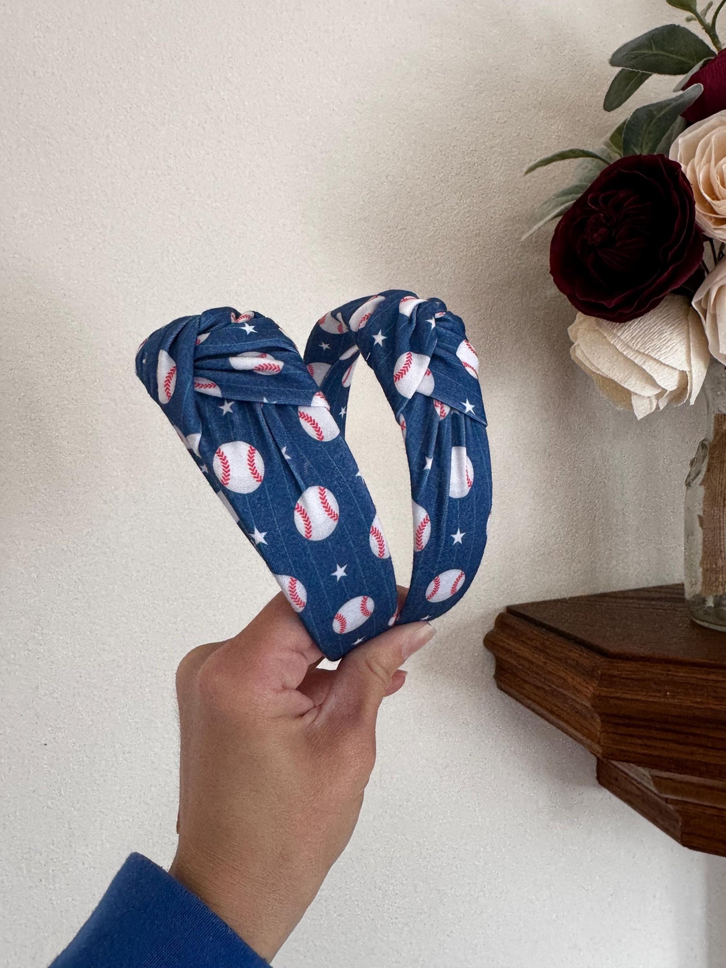 Baseball Top Knot Headband, One Size Fits All