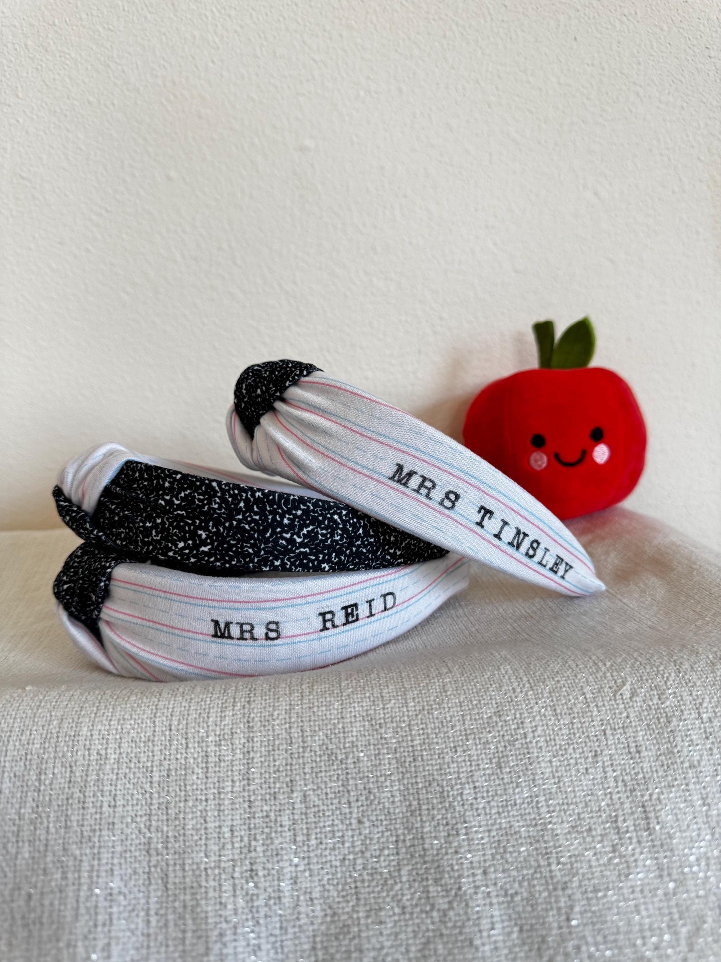 Custom Teacher Headband, Personalized Top Knot Headband