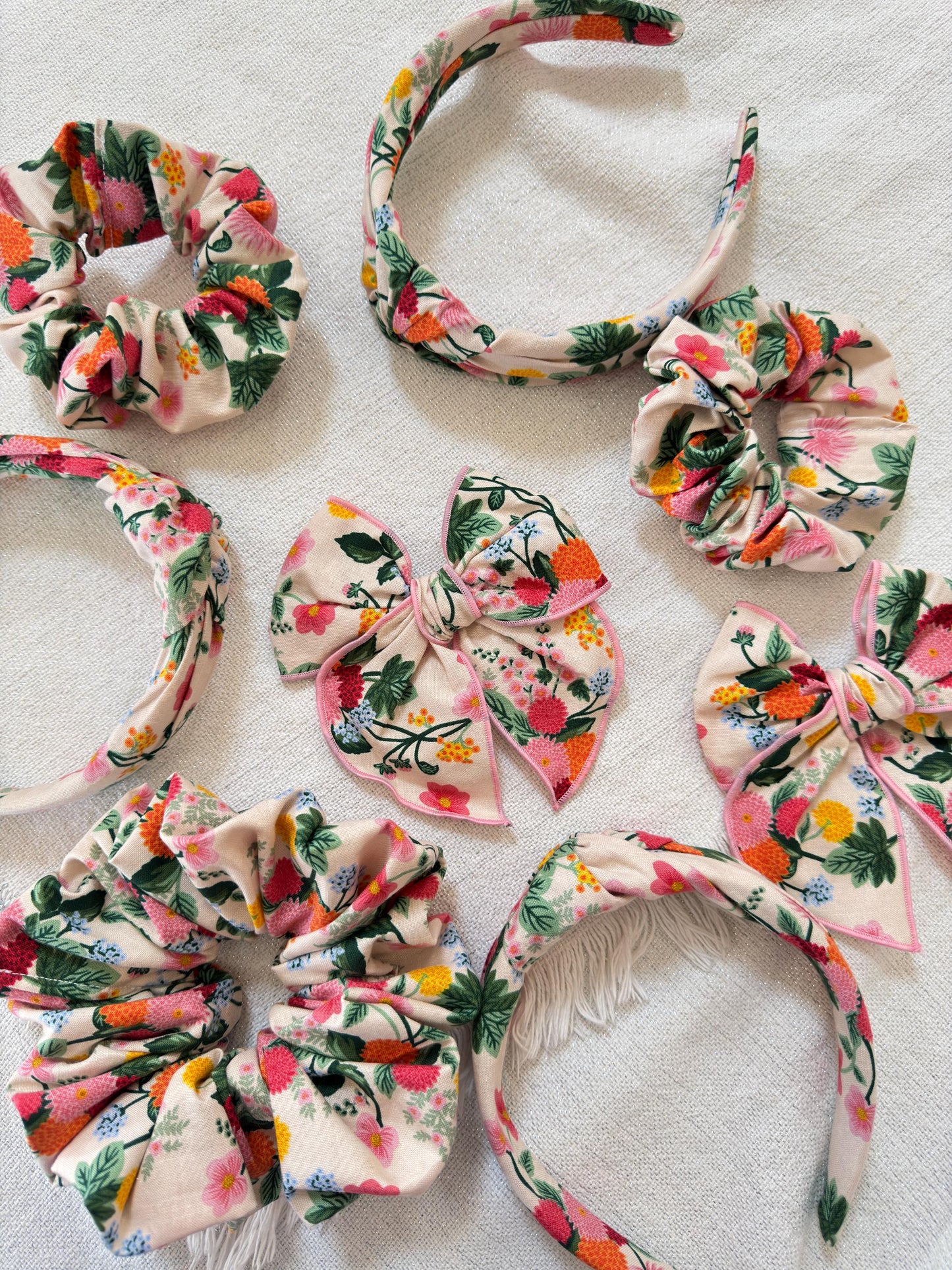 Rifle Paper Co Dahlia Cotton Top Knot Headband, Bendable Base