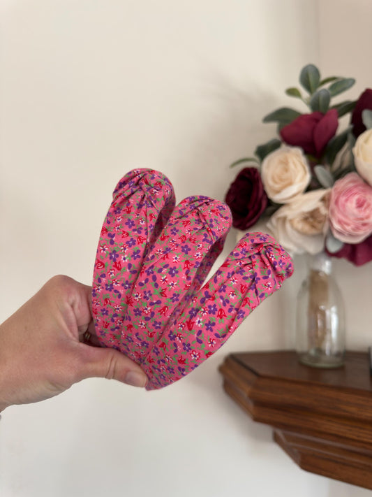Pink Floral Headband, Cotton, Floral, Springtime