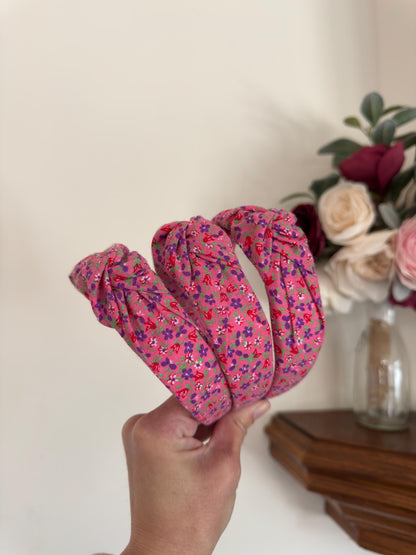 Pink Floral Headband, Cotton, Floral, Springtime