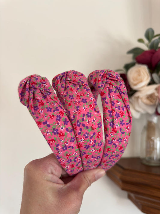 Pink Floral Headband, Cotton, Floral, Springtime