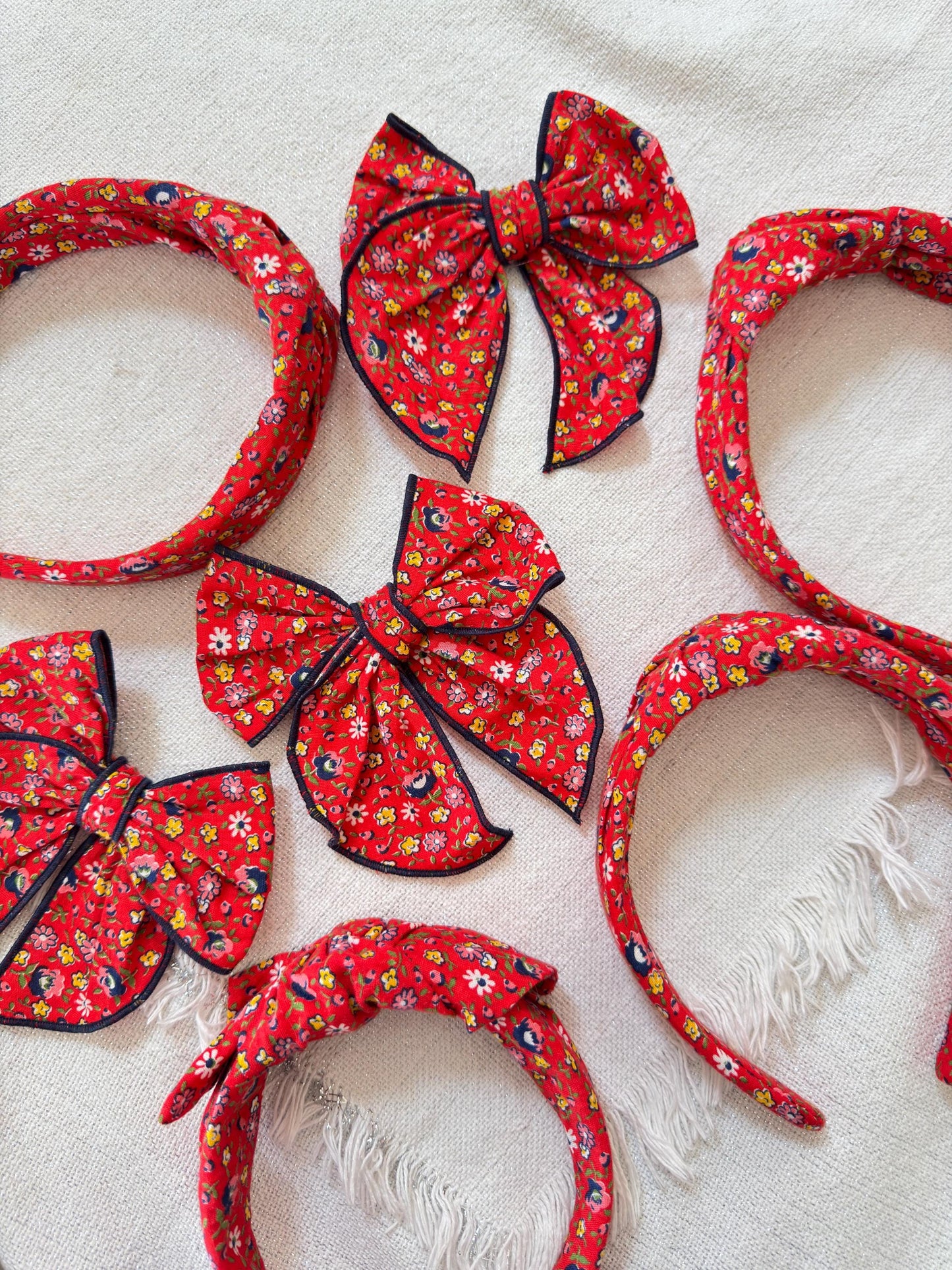 Red Floral Fable Bow, Brynnbands