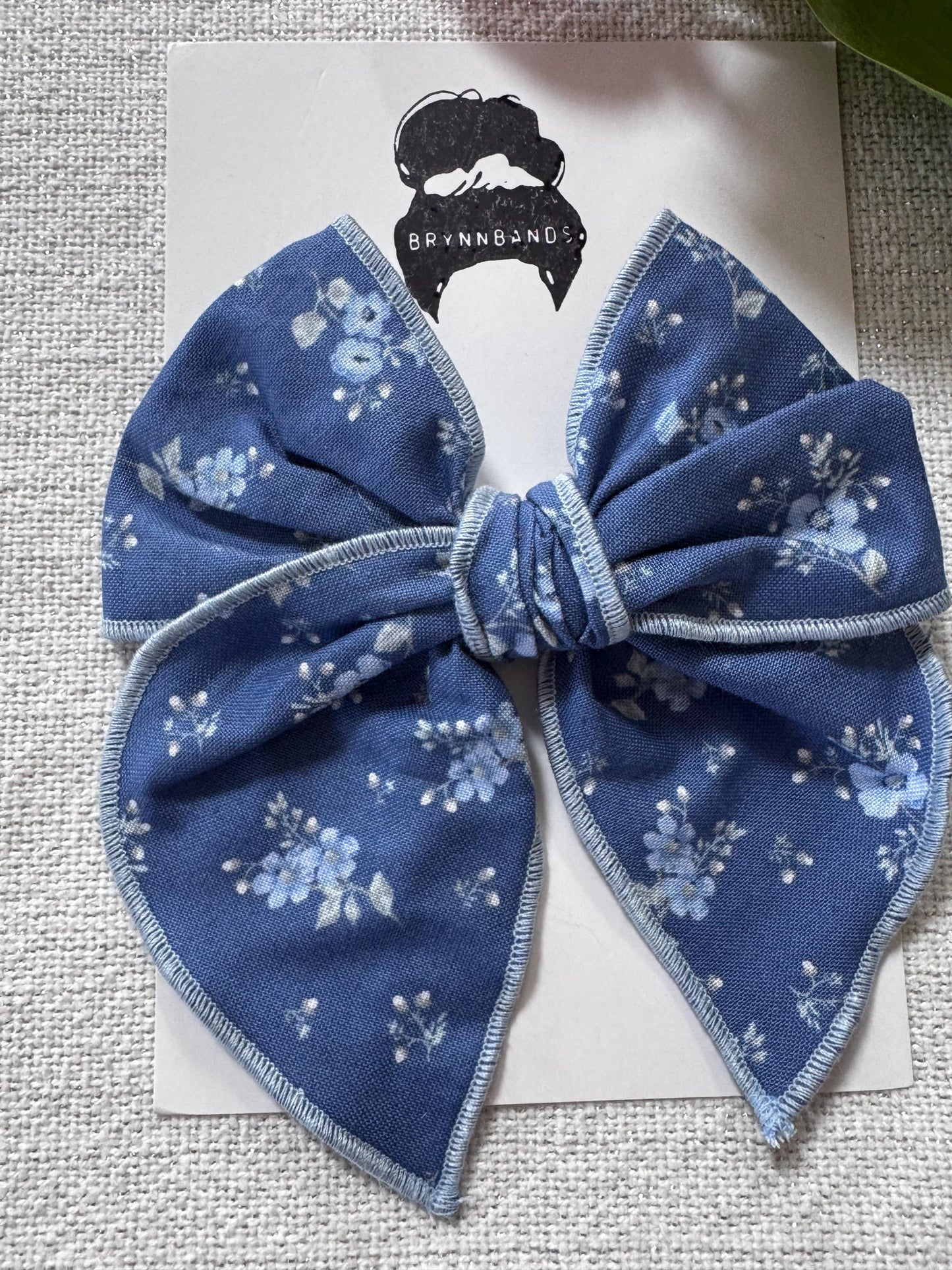 Blue Floral Bow, Fable Bow, Brynnbands