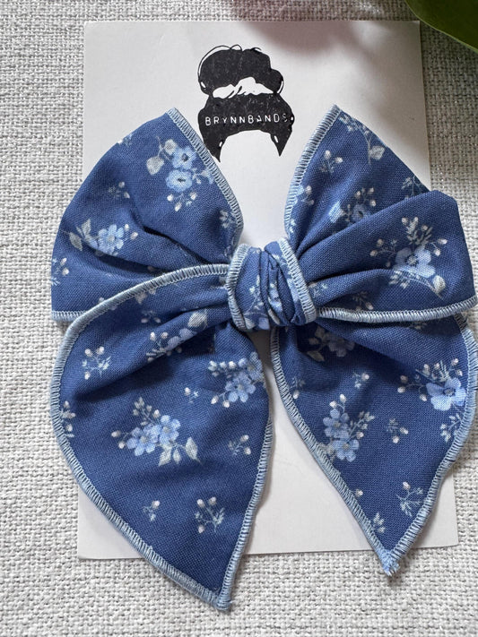 Blue Floral Bow, Fable Bow, Brynnbands